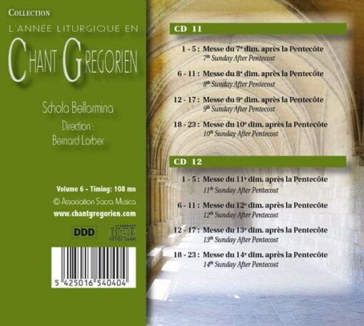 Chant grégorien : Pentecôte 1 à 14 - Volume 6 (CD 11 - 12) – Image 2