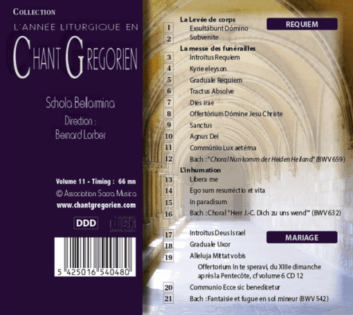 Chant grégorien : Messe des funérailles - Messe de mariage - Volume 11 (CD 22) – Image 2