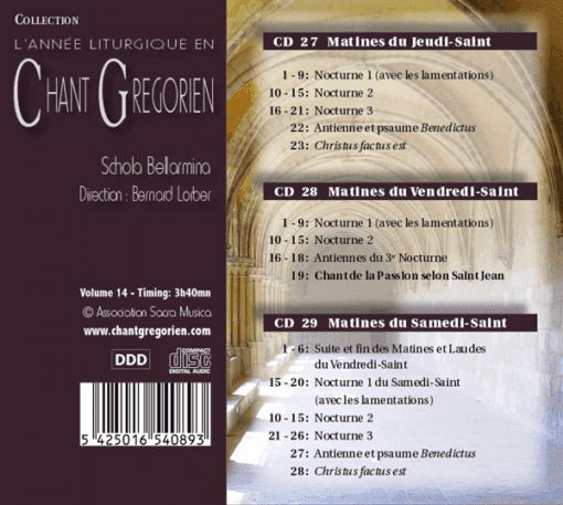 Matines des Jours Saints - Chant grégorien - Volume 14 (CD 27 - 28 - 29) – Image 2