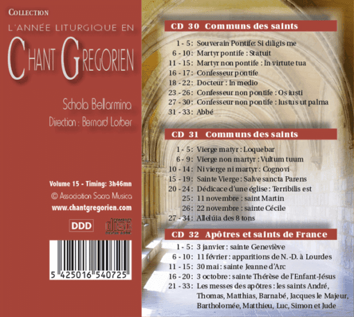 Chant grégorien : Communs - Volume 15 (CD 30-31-32) – Image 2